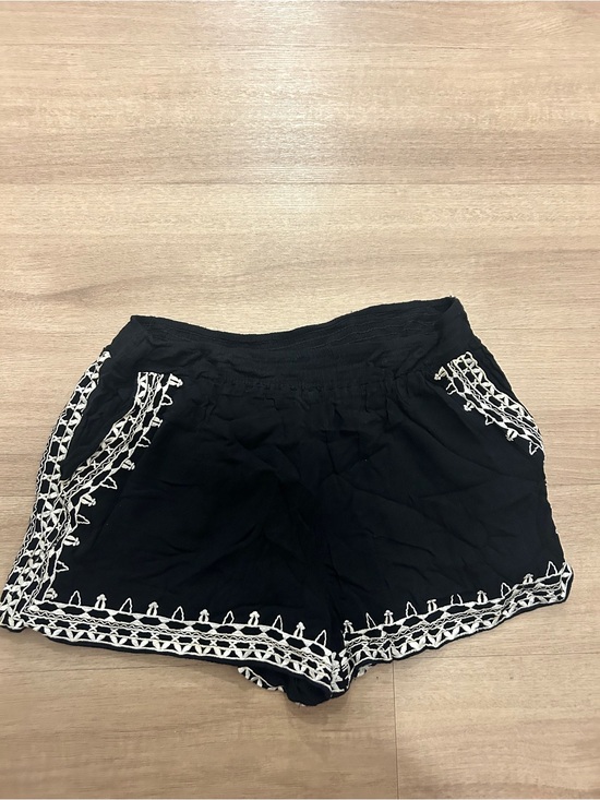 Anthropologie Pants - Anthropologie Black Shorts with White Embroidered Trim